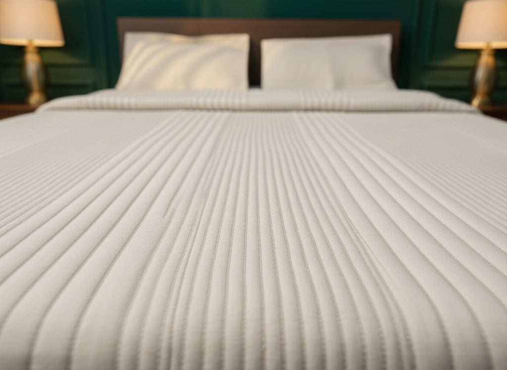 Off White Channel Quilted Bed Cover Set | Cotton Bedcover with Pillow Covers | King Size – AthSVi Alayam