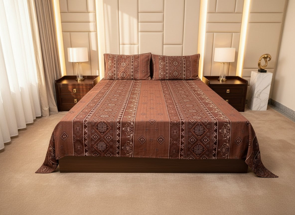 Striped Brown | Dark Current Collection Cotton Bedsheet | King Size Double Bedsheet – AthSVi Alayam