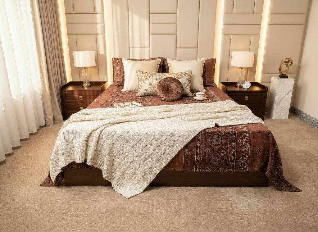 Striped Brown | Dark Current Collection Cotton Bedsheet | King Size Double Bedsheet – AthSVi Alayam