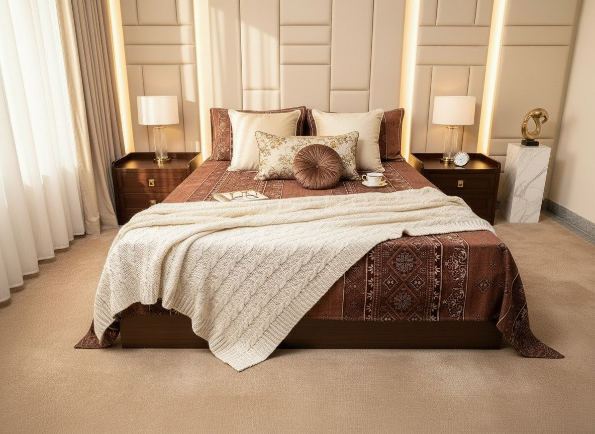 Striped Brown | Dark Current Collection Cotton Bedsheet | King Size Double Bedsheet – AthSVi Alayam