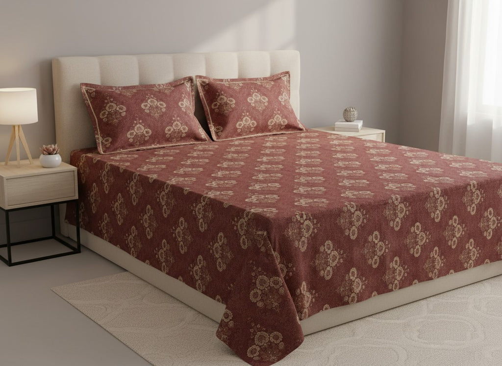 Teak Brown | Dark Current Collection Cotton Bedsheet | King Size Double Bedsheet – AthSVi Alayam