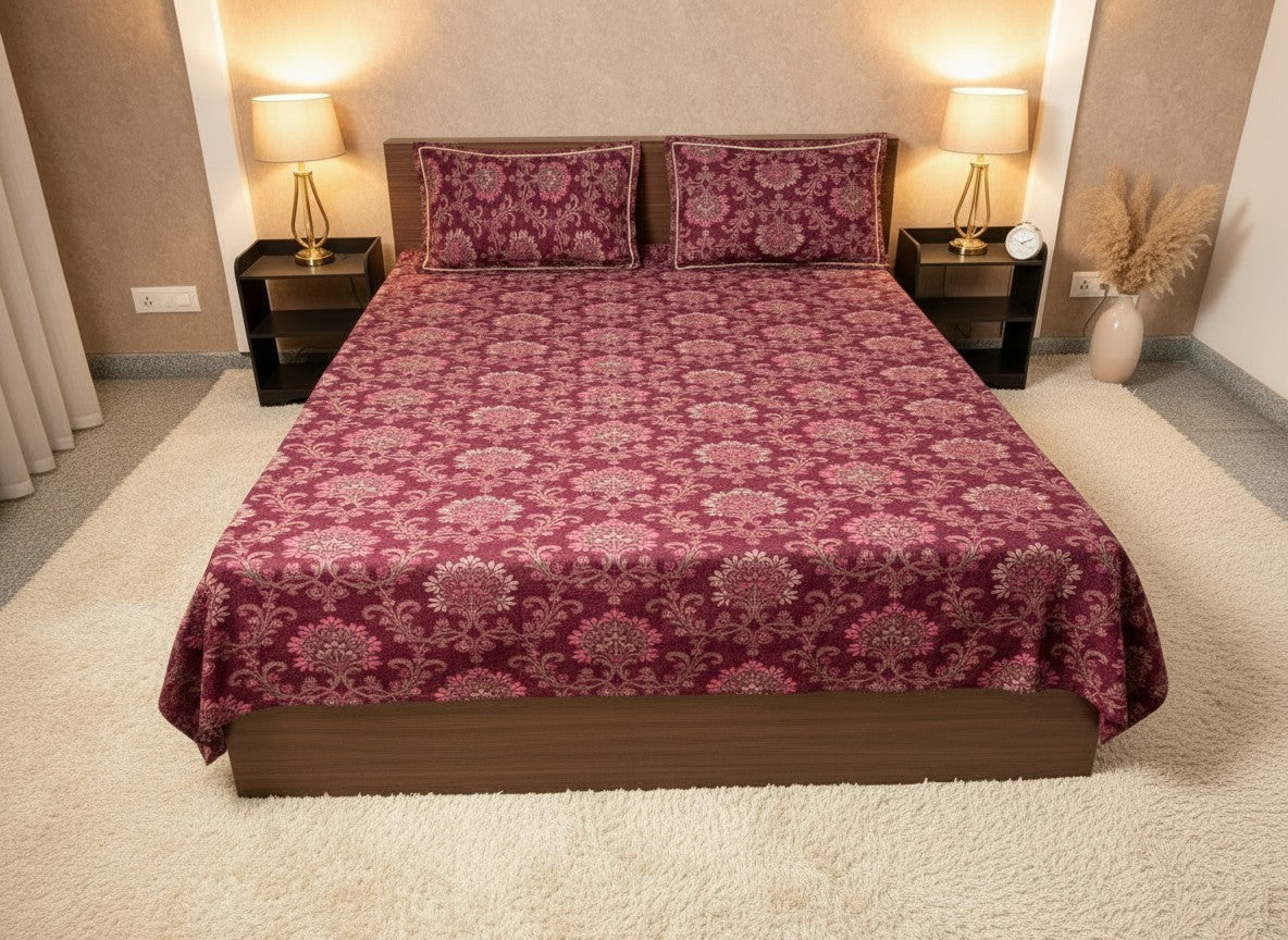 Magenta | Dark Current Collection Cotton Bedsheet | King Size Double Bedsheet – AthSVi Alayam