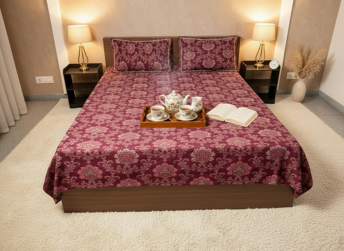 Magenta | Dark Current Collection Cotton Bedsheet | King Size Double Bedsheet – AthSVi Alayam