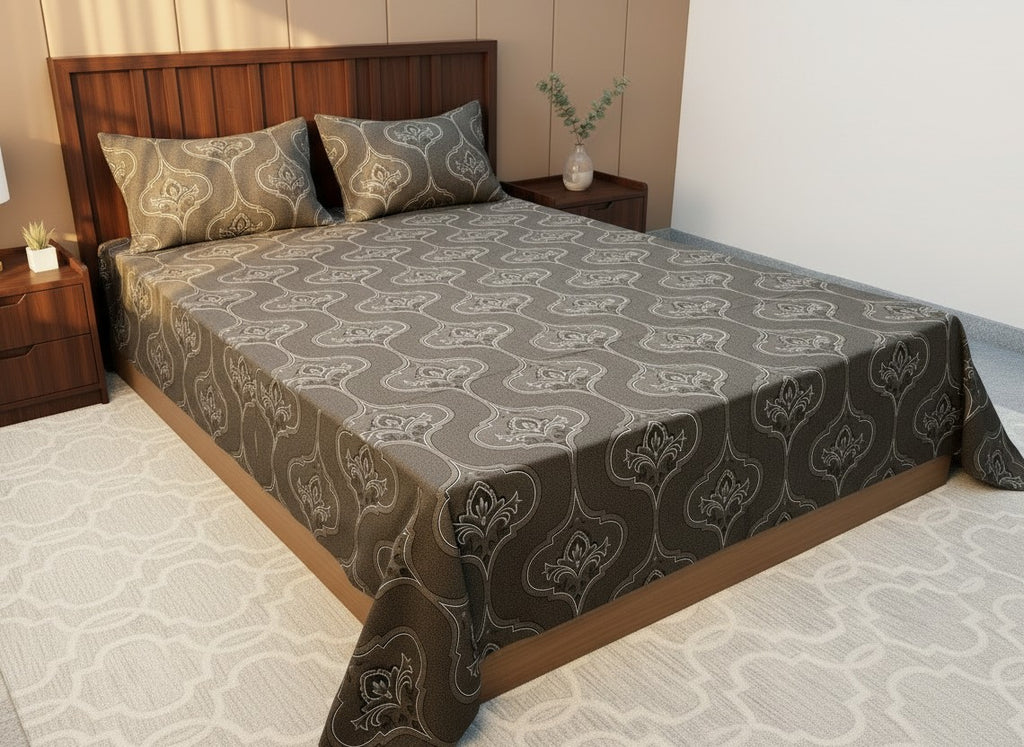 Green Brown | Dark Current Collection Cotton Bedsheet | King Size Double Bedsheet – AthSVi Alayam