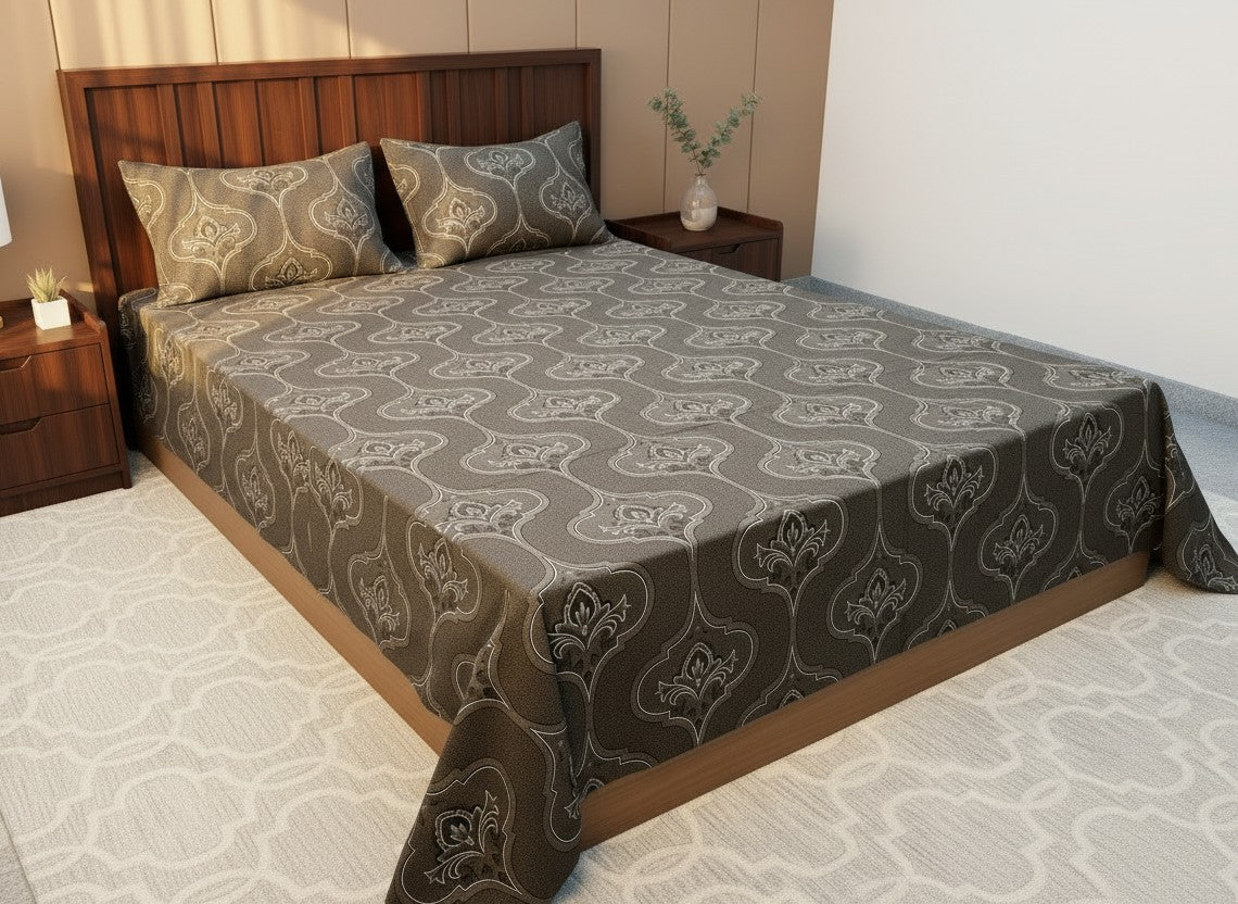 Green Brown | Dark Current Collection Cotton Bedsheet | King Size Double Bedsheet – AthSVi Alayam