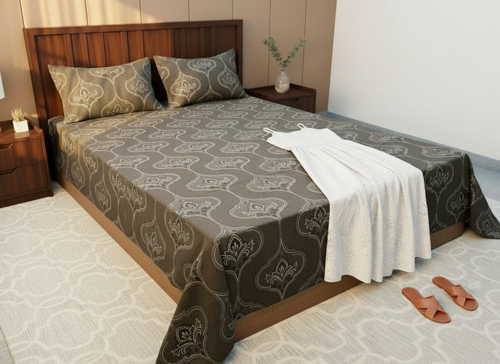 Green Brown | Dark Current Collection Cotton Bedsheet | King Size Double Bedsheet – AthSVi Alayam