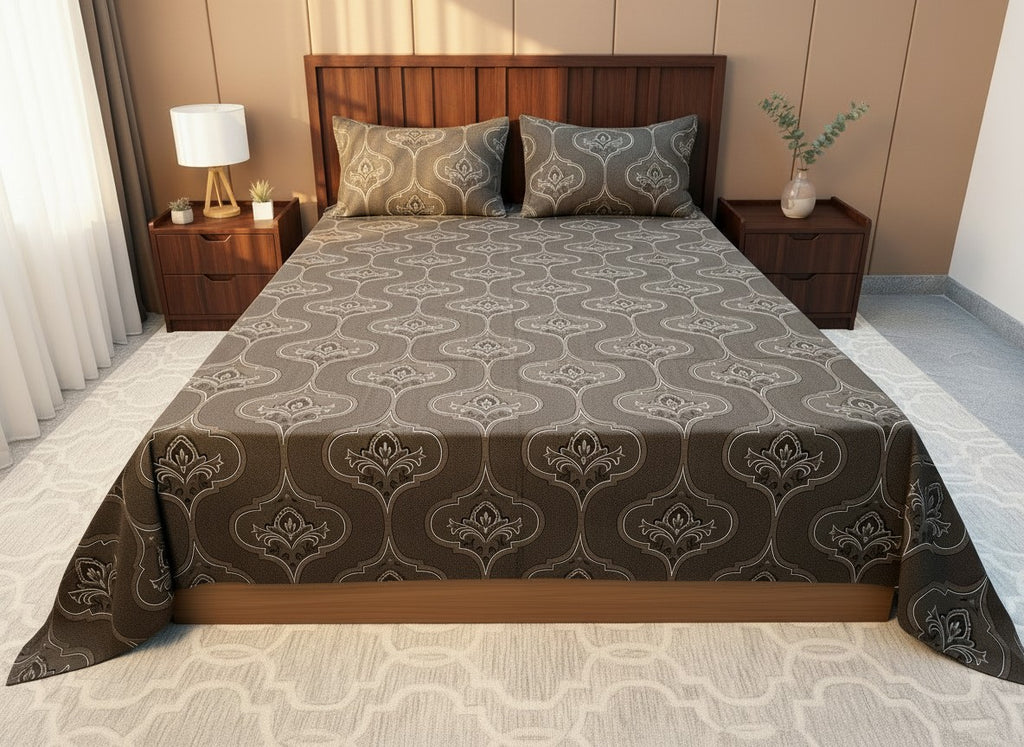 Green Brown | Dark Current Collection Cotton Bedsheet | King Size Double Bedsheet – AthSVi Alayam