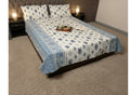 White and Blue Jaipuri Block Print Cotton Bedsheet | Hand Block Printed Double Bedsheet – AthSVi Alayam