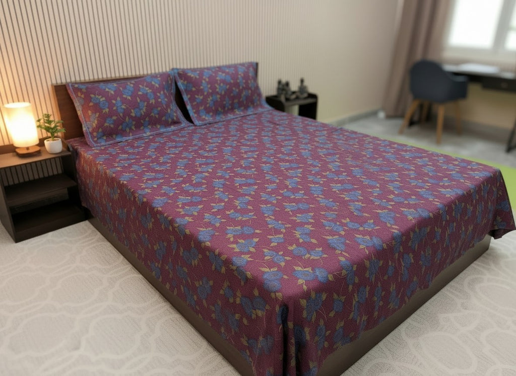 Pink | Dark Current Collection Cotton Bedsheet | King Size Double Bedsheet – AthSVi Alayam