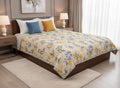 Cream Botanical Garden Quilted Comforter with Pillow Covers | Cotton Comforter King Size – AthSVi Alayam