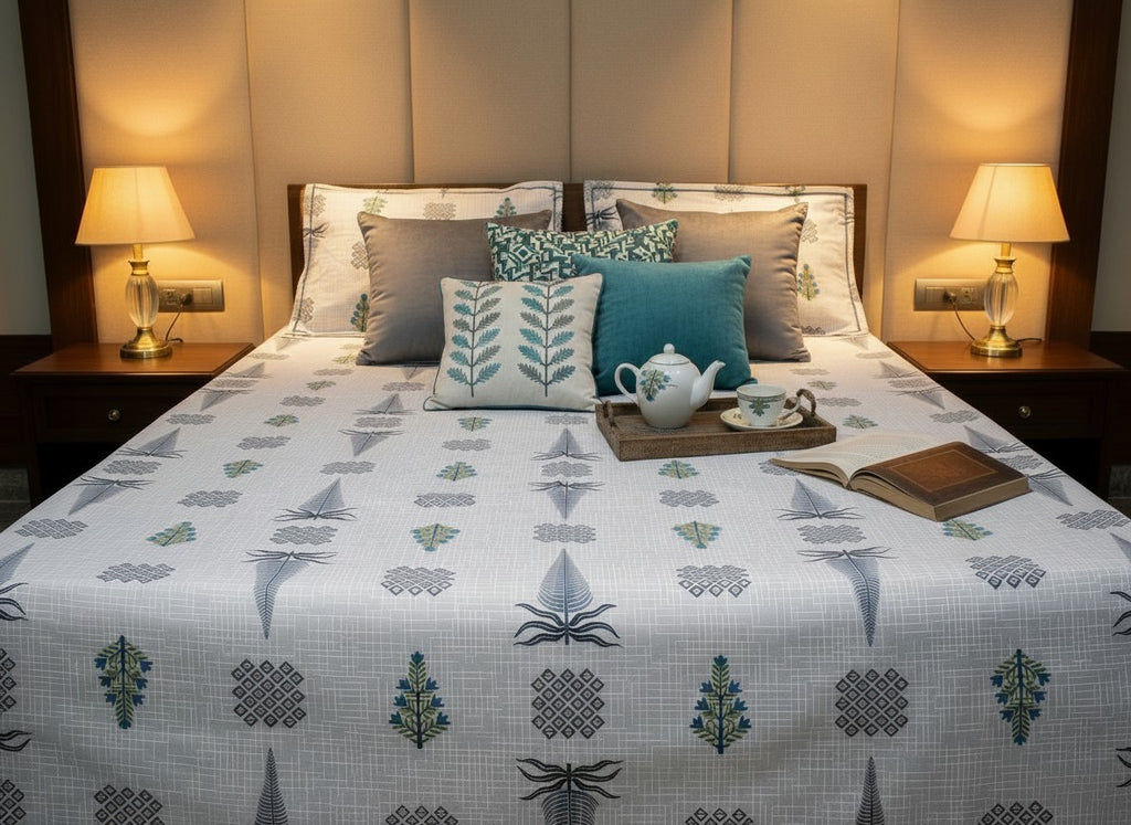 Tree Peacock Jaipuri Block Print Cotton Bedsheet | Hand Block Printed Double Bedsheet – AthSVi Alayam