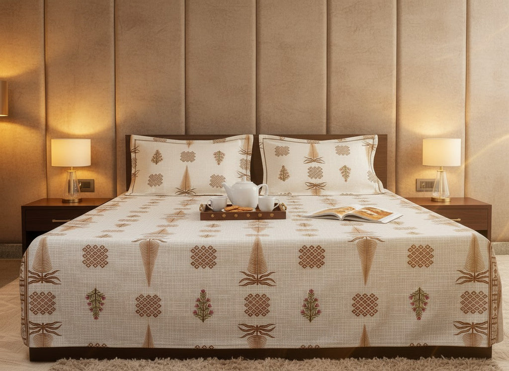 Tree Skin Jaipuri Block Print Cotton Bedsheet | Hand Block Printed Double Bedsheet – AthSVi Alayam