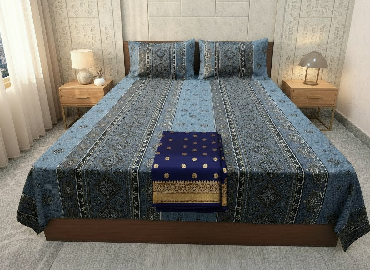 Grey | Dark Current Collection Cotton Bedsheet | King Size Double Bedsheet – AthSVi Alayam